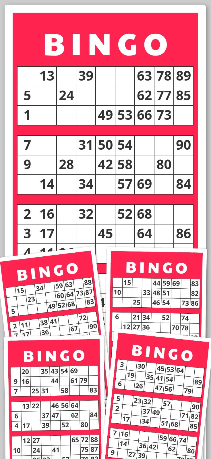 1-90 Number Bingo with regard to Free Printable Bingo Cards 1-90