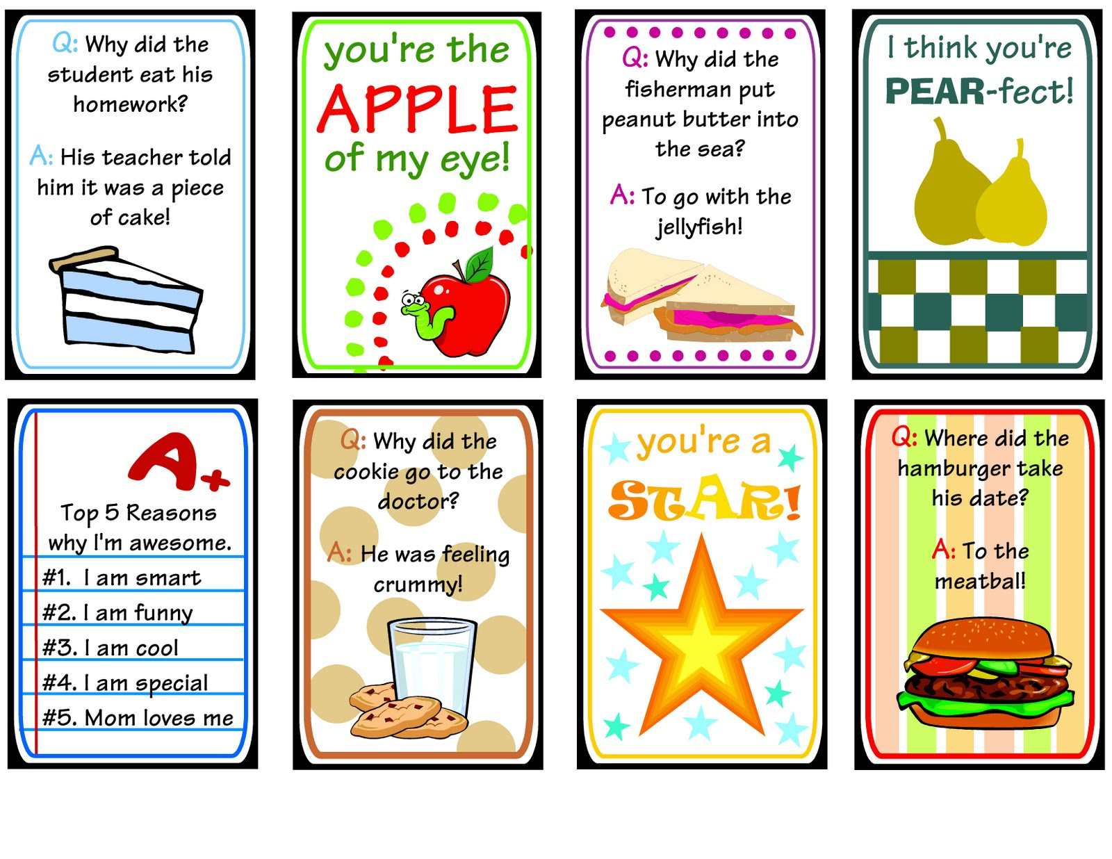 10 Sets Of Free Lunch Box Notes for Free Printable Lunch Box Notes