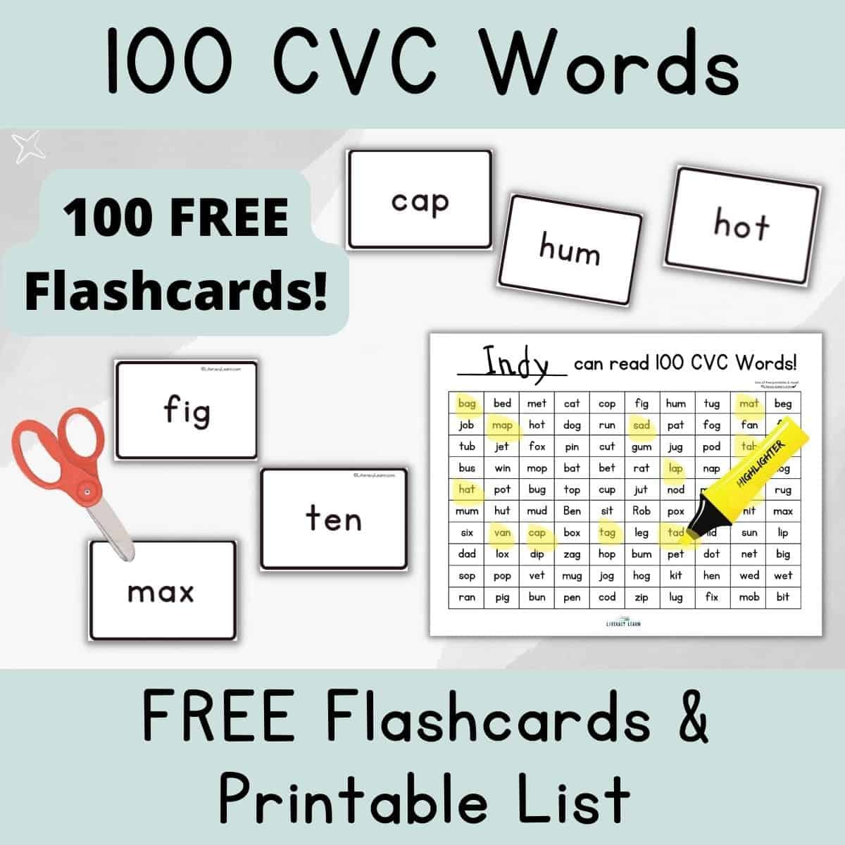 100 Free Printable Cvc Words Chart &amp;amp; Cards - Literacy Learn pertaining to Free Printable Cvc Words