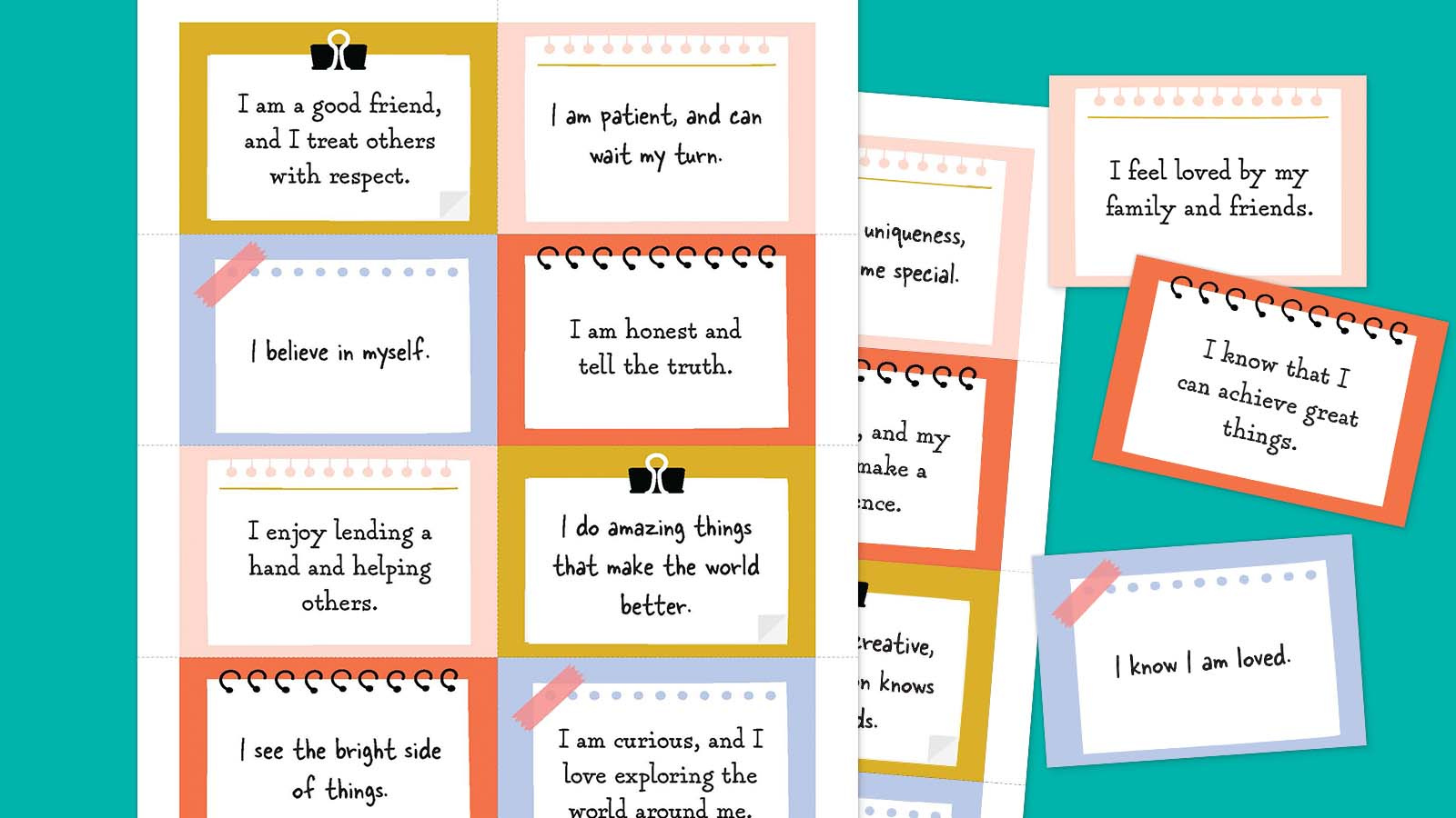 111 Daily Positive Affirmations For Kids (Free Printable Cards) with regard to Free Printable Affirmations