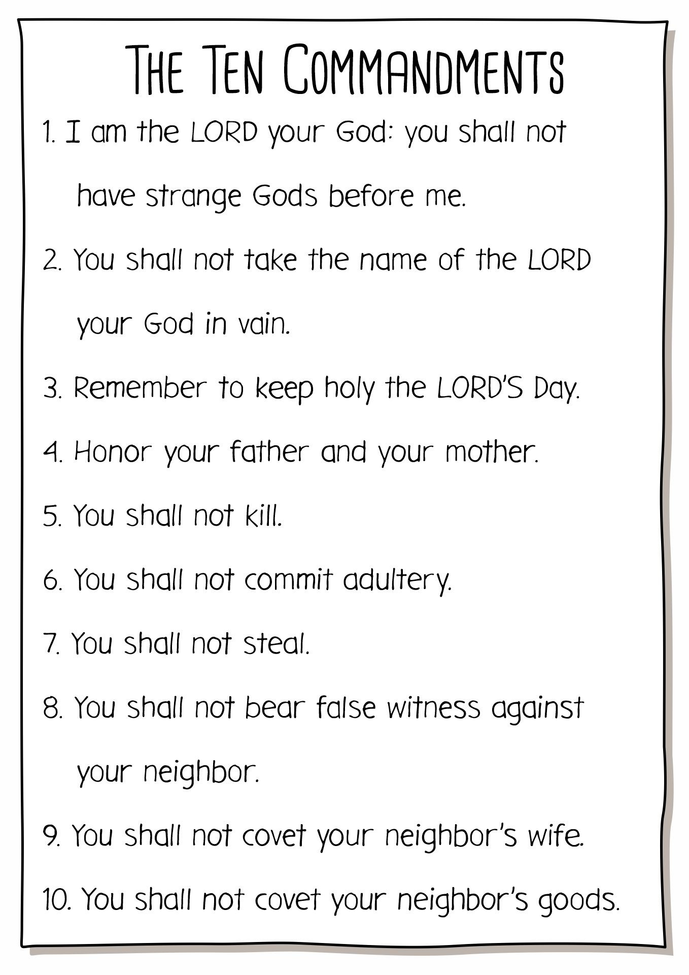 15 Free Printable 10 Commandments Worksheets throughout Free Printable 10 Commandments Printable Worksheets