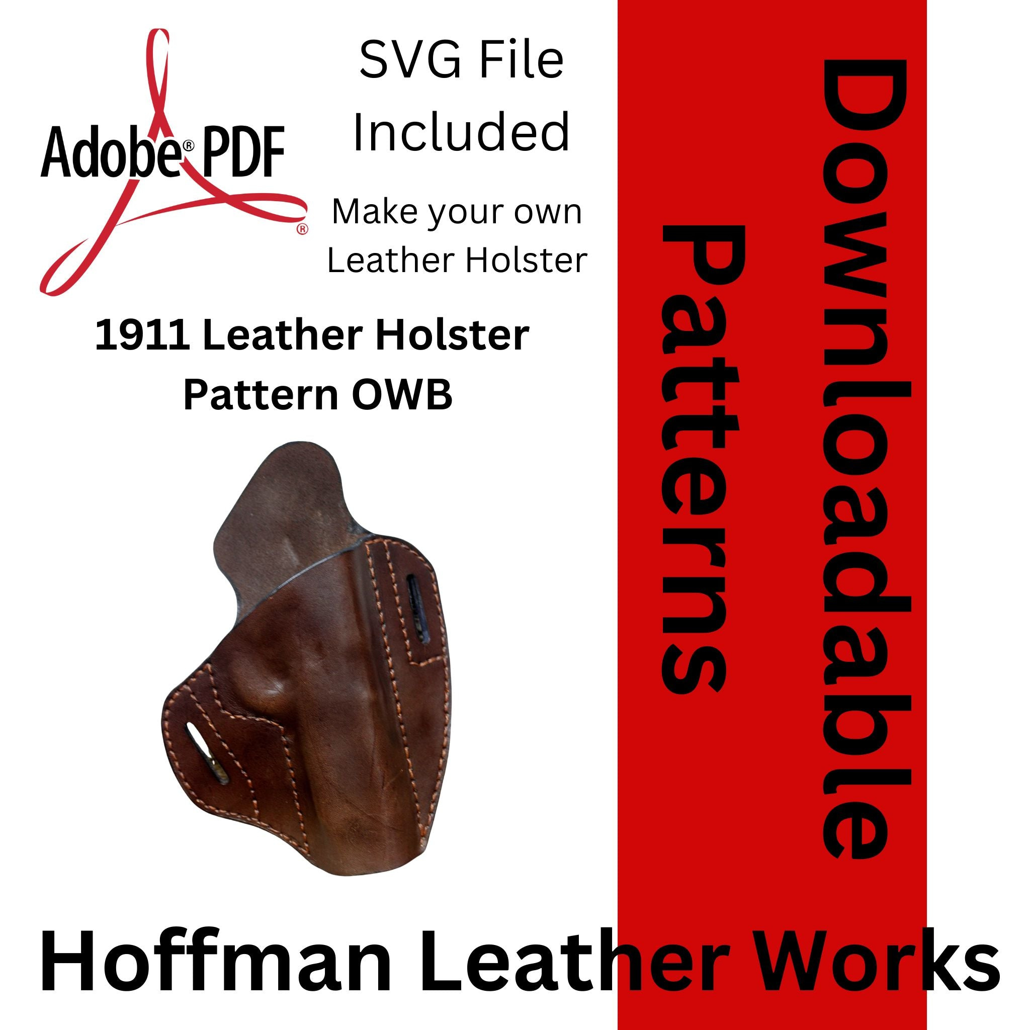 1911 Leather Holster Pattern - Diy Holster Template – Snake River with Downloadable Holster Free Printable Leather Holster Patterns