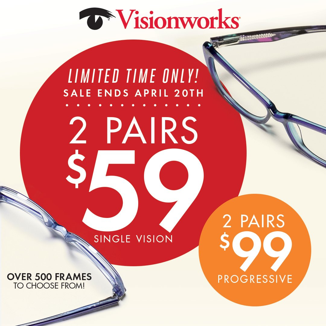 2 Pair Of 2025 Glasses For $99 intended for Visionworks Coupons 70 Off Printable Free