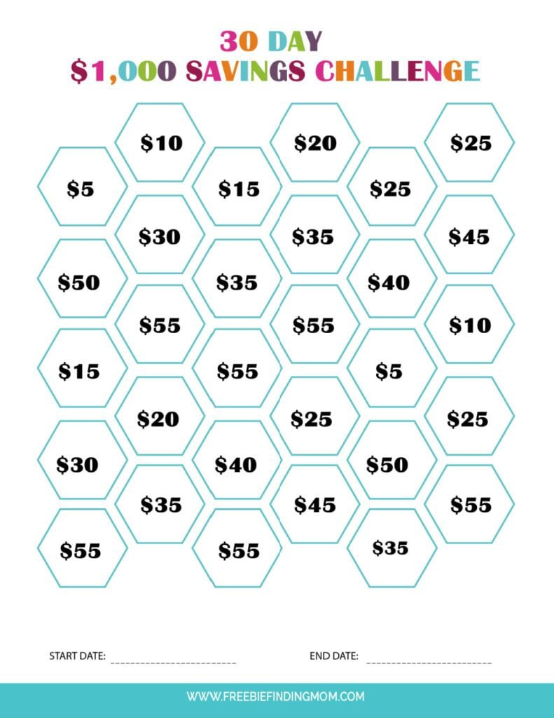 2 Printable Money Saving Challenges pertaining to Savings Challenges Free Printable