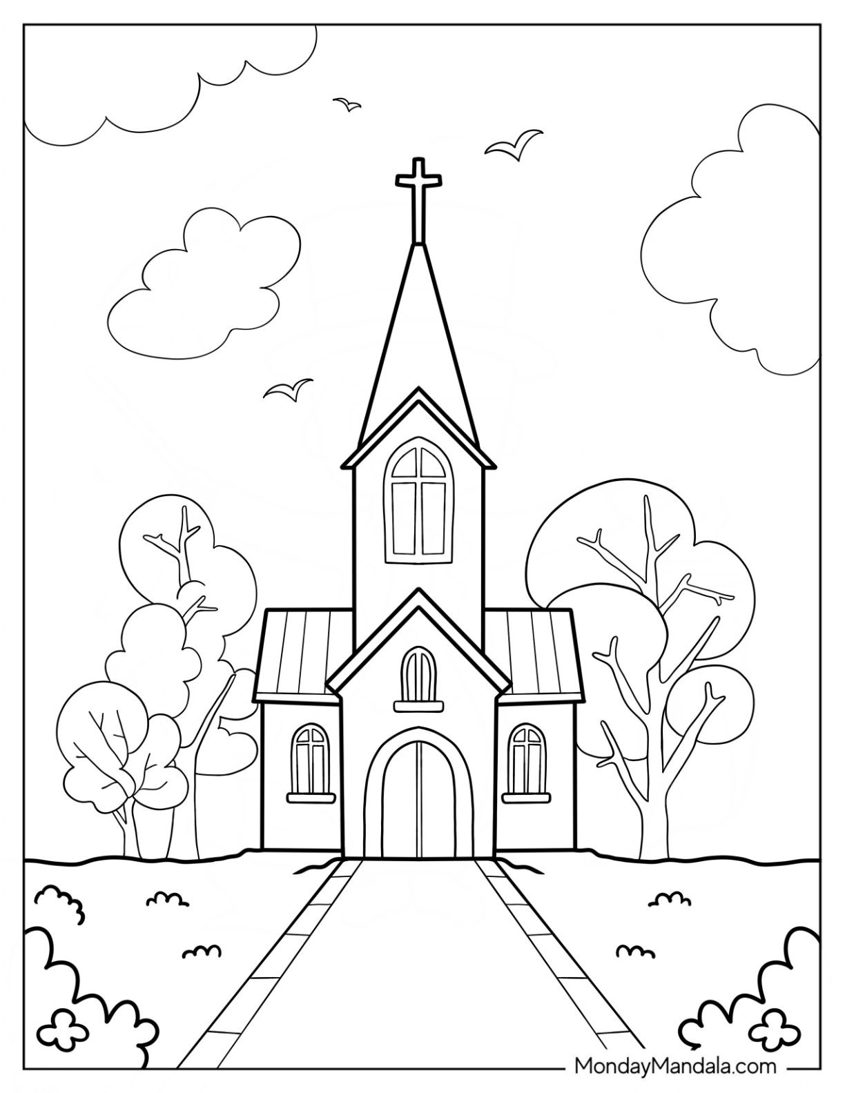 20 Church Coloring Pages (Free Pdf Printables) in Free Printable Coloring Pages Of Churches