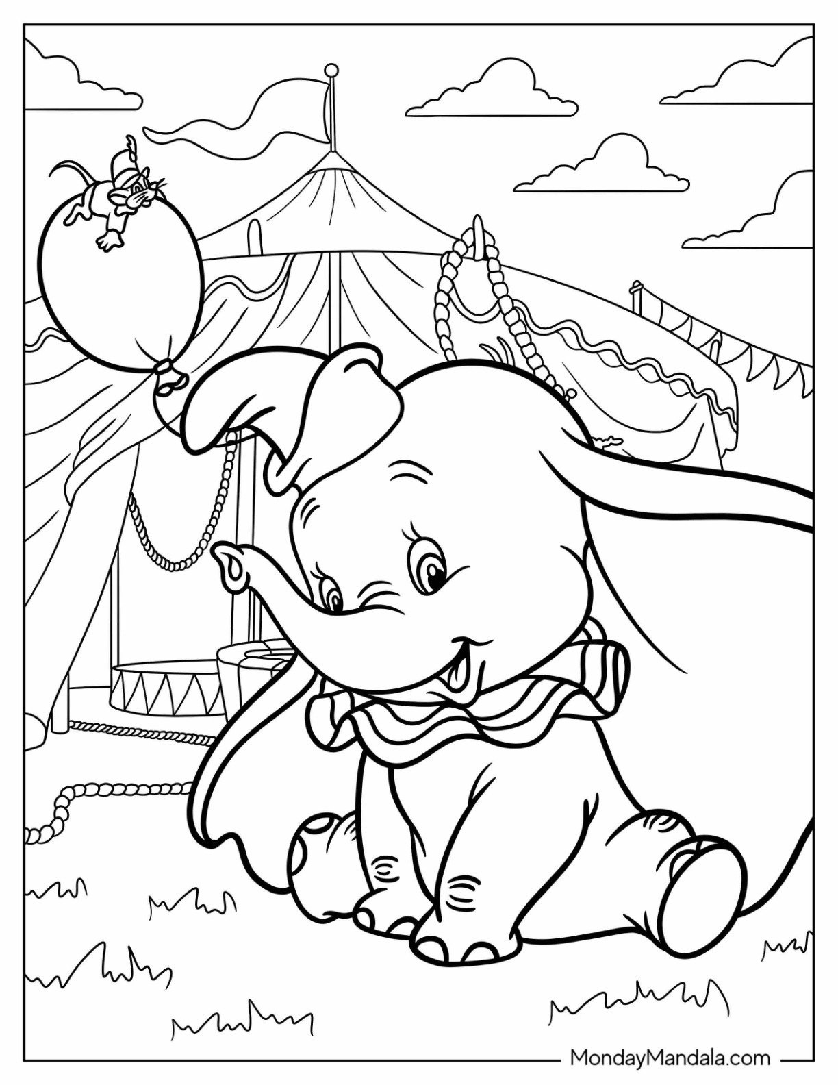 20 Dumbo Coloring Pages (Free Pdf Printables) throughout Free Printable Dumbo Coloring Pages