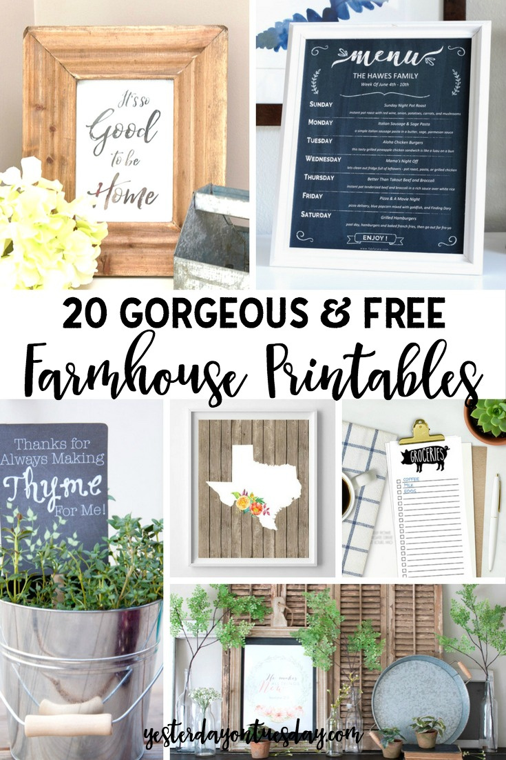 20 Gorgeous And Free Farmhouse Printables | Yesterday On Tuesday intended for Free Farmhouse Printables