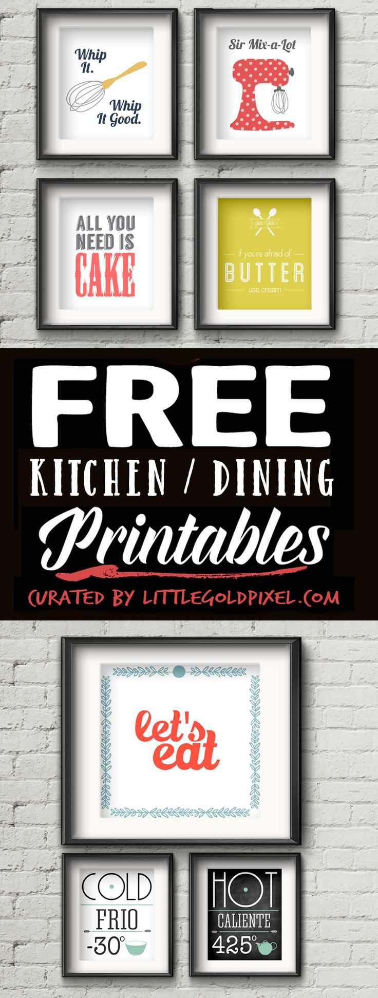 20 Kitchen Free Printables • Wall Art Roundup • Little Gold Pixel inside Free Kitchen Wall Art Printables