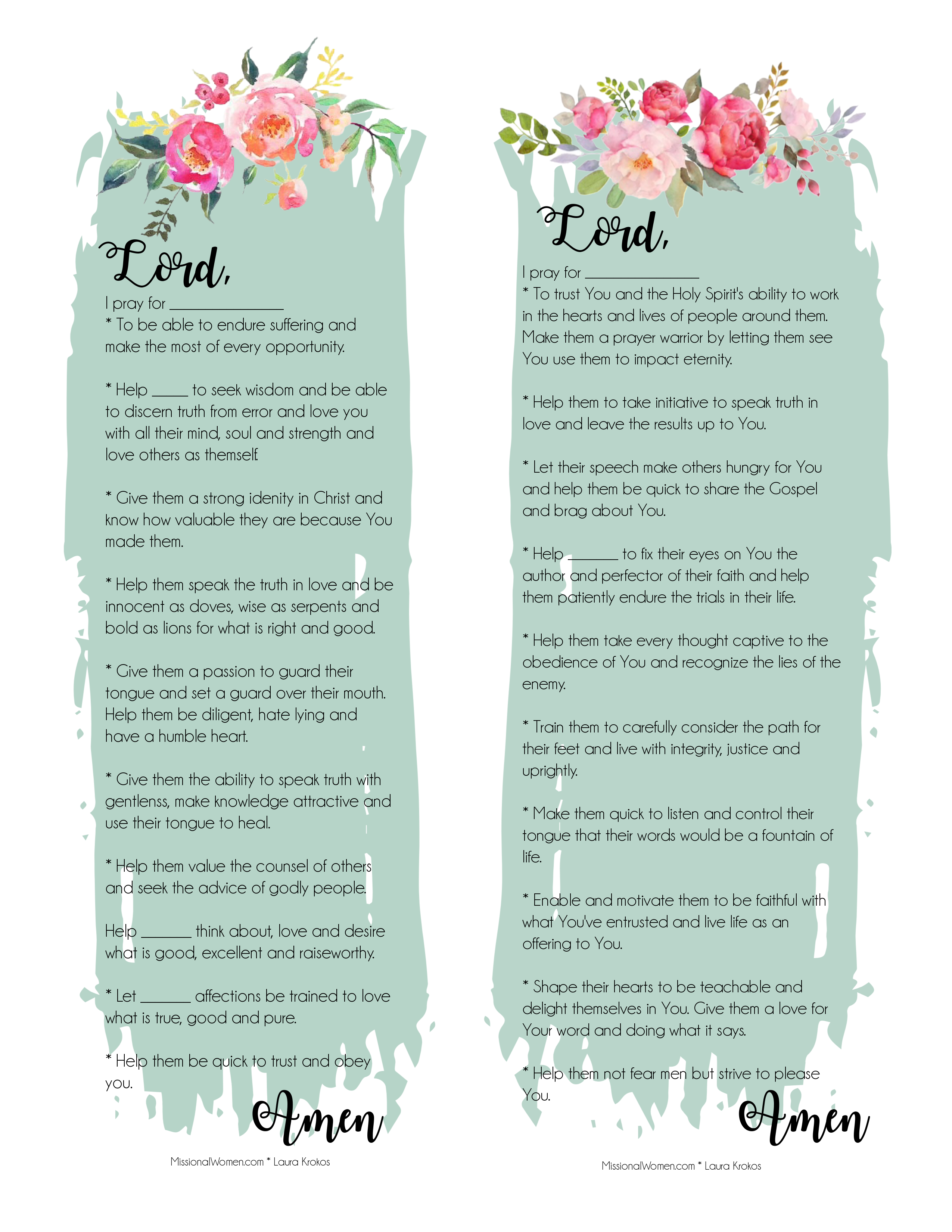 20 Things To Pray For (Free Printable Bookmark) - Missional Women throughout Free Printable Prayer Bookmarks