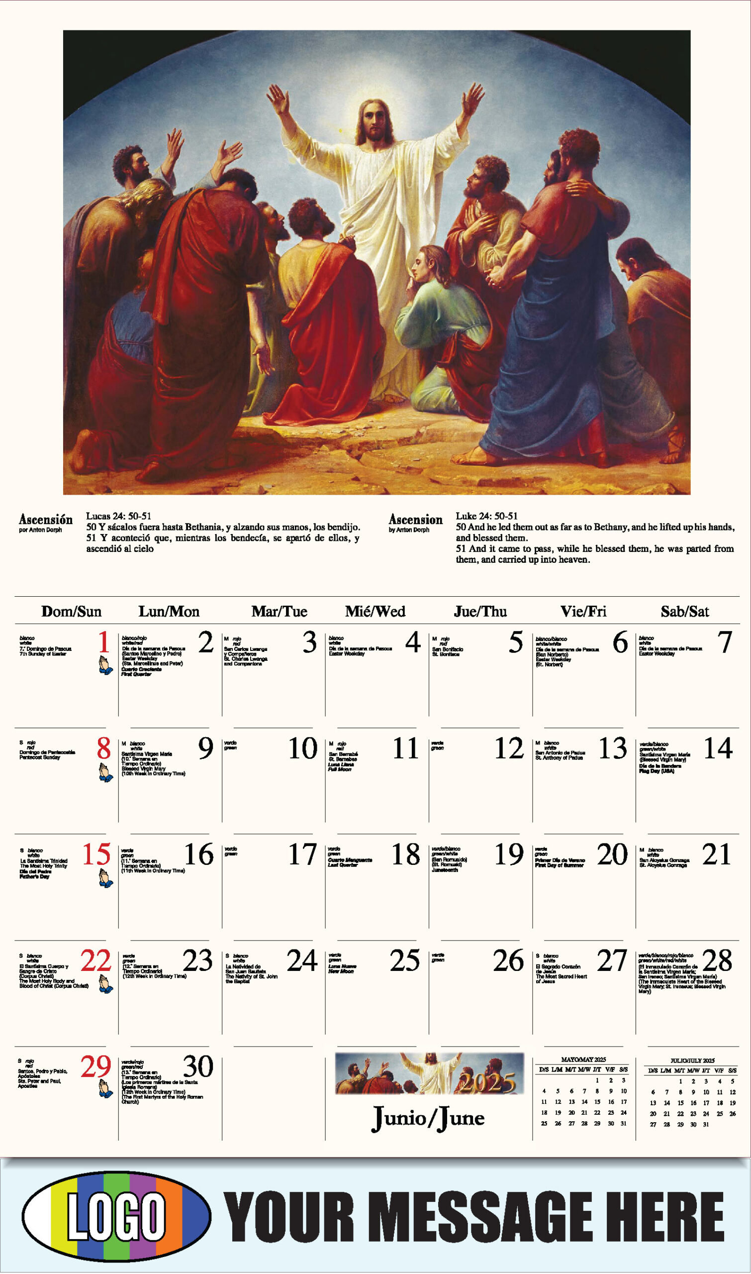 2025 Promotional Calendar | Catholic Art Bilingual | Low As 65¢ for Free Printable Catholic Calendar 2025