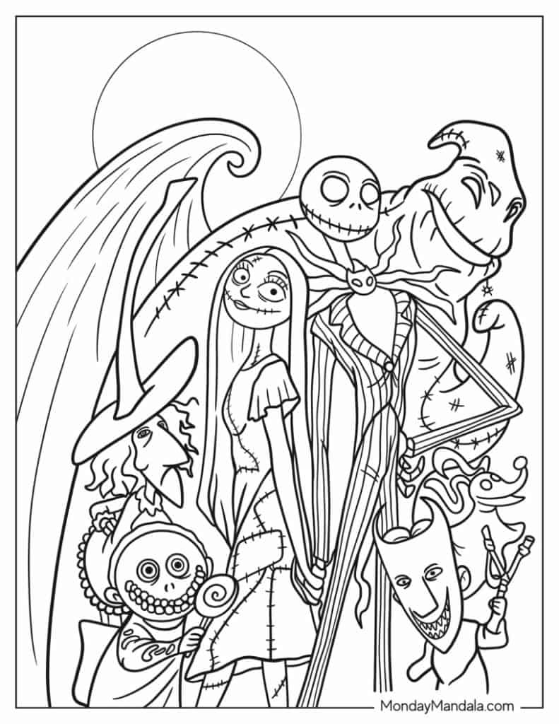 22 Nightmare Before Christmas Coloring Pages (Free Pdfs) in Free Printable Jack Skellington Coloring Pages