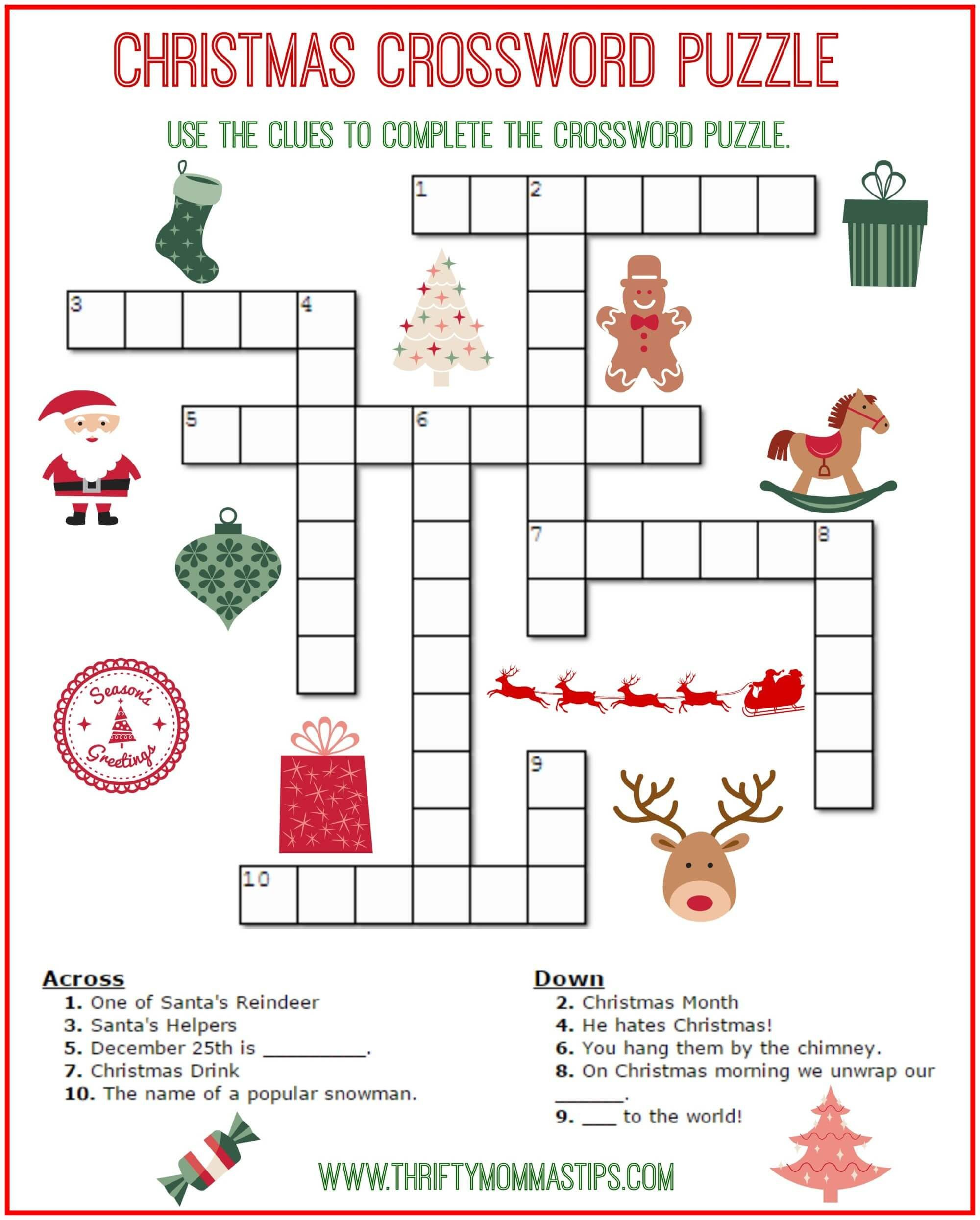 23 Christmas Activity Printables For Kids pertaining to Xmas Crossword Puzzles Printable