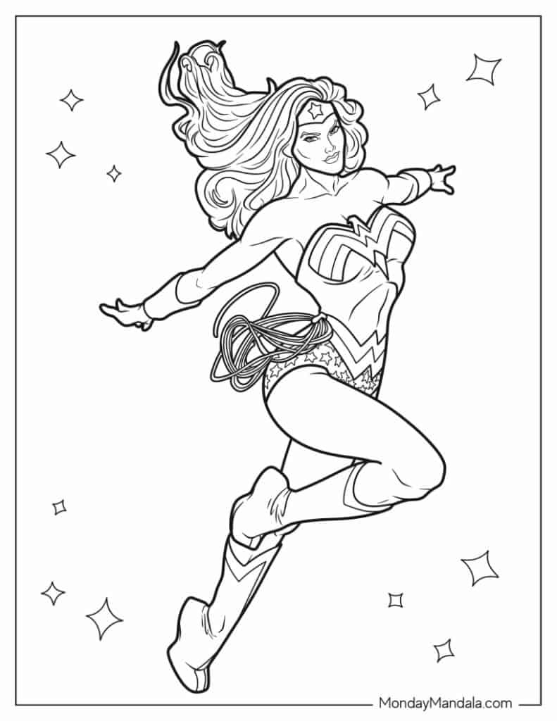 24 Wonder Woman Coloring Pages (Free Pdf Printables) in Wonder Woman Free Printables