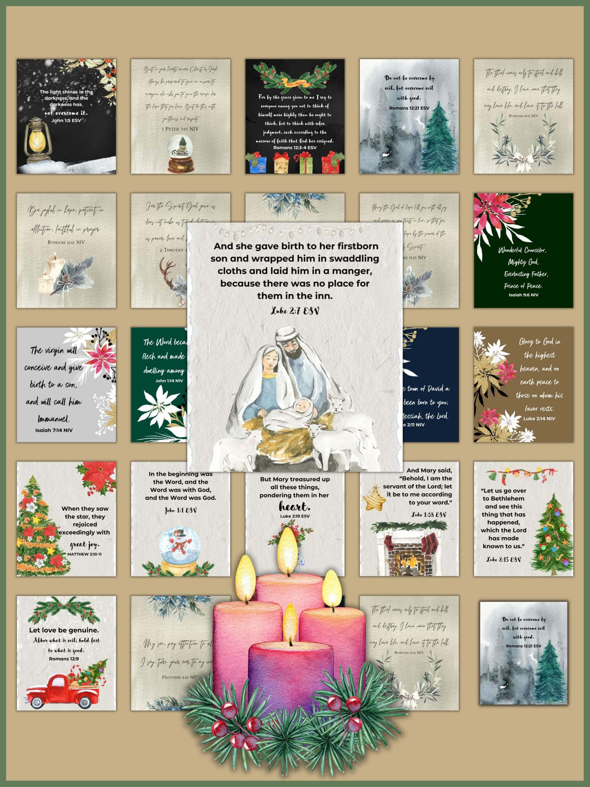 25 Advent Calendar Bible Verses With Advent Cards | Healing Home pertaining to Free Printable Advent Verses