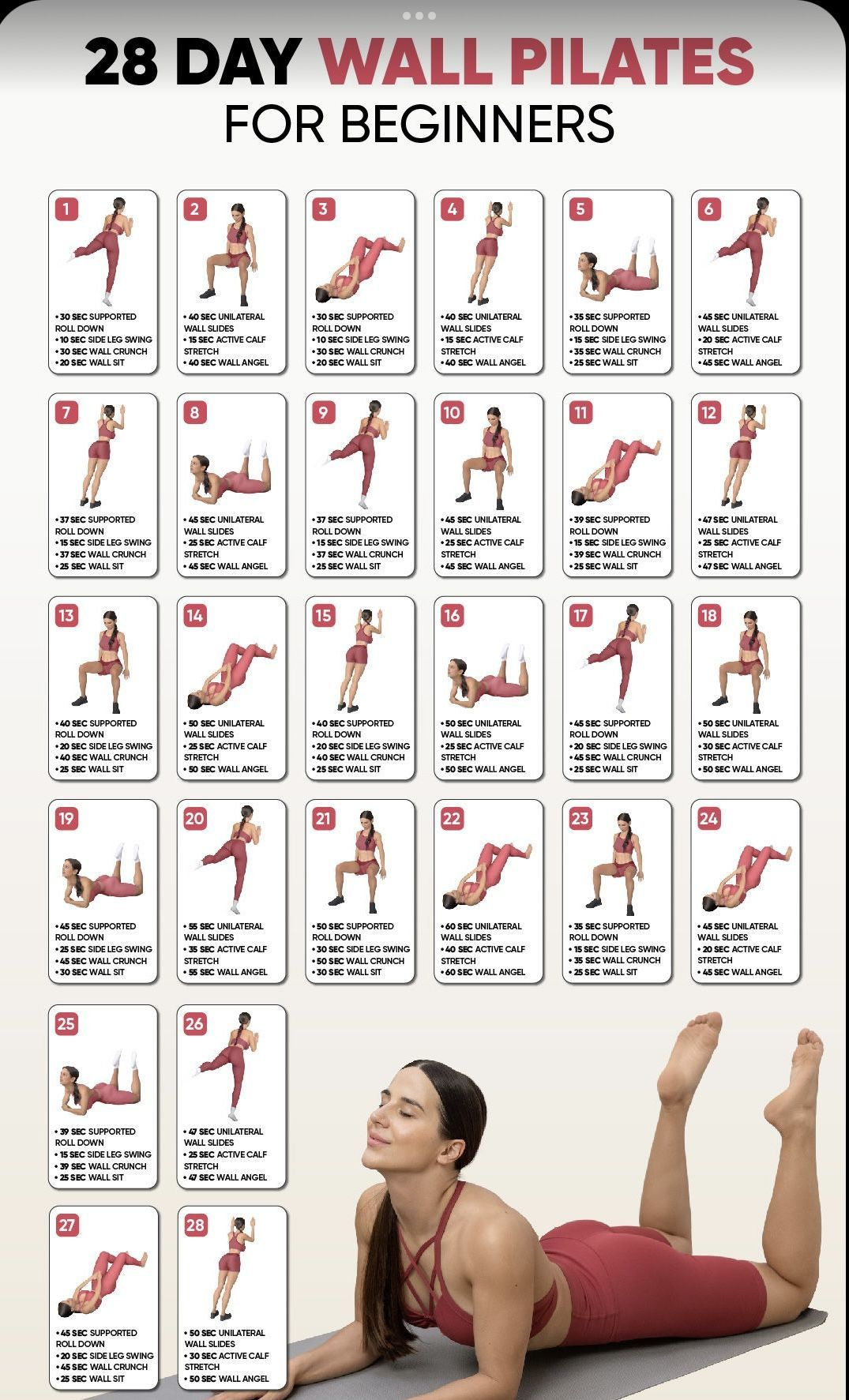 28 Day Wall Pilates Challenge: Strengthen, Tone, Transform! intended for Wall Pilates Chart Free Printable