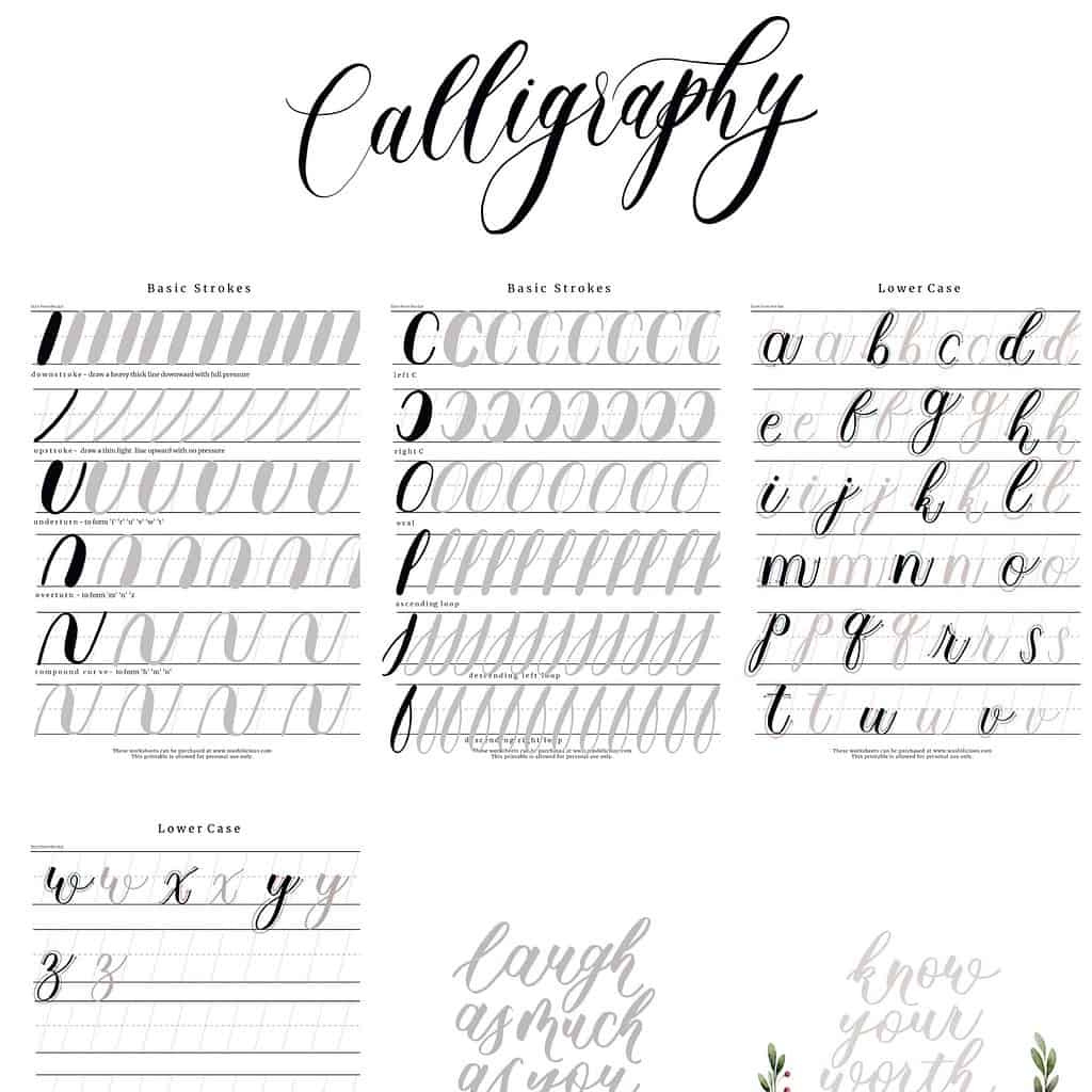 31+ Free Printable Lettering And Calligraphy Worksheets | Masha Plans for Printable Calligraphy Practice Sheets Free Download