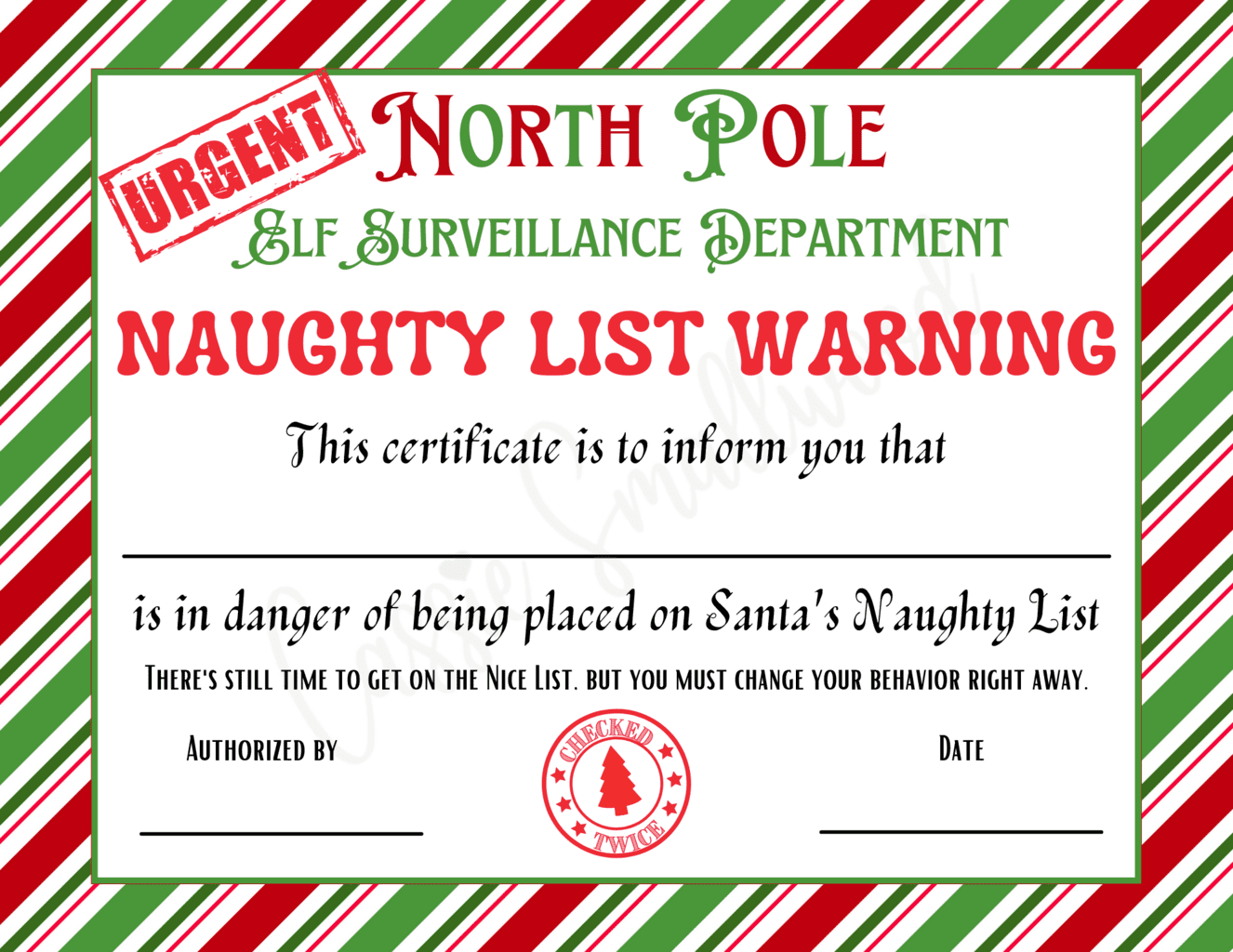 4 Cute Naughty List Letters From Santa - Cassie Smallwood throughout Naughty List Certificate Free Printable