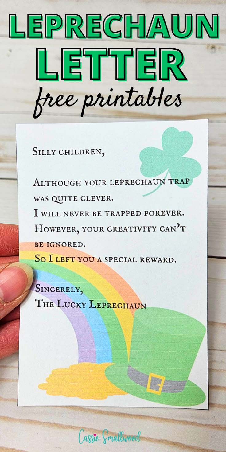 4 St. Patrick&amp;#039;S Day Leprechaun Notes For Kids inside Free Printable Leprechaun Trap Notes