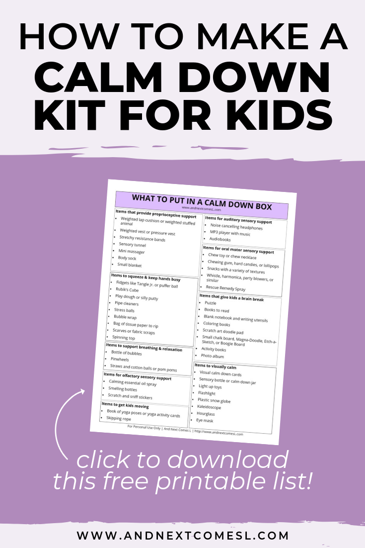 40+ Things To Put In A Calm Down Kit For Kids {Free Printable for Calm Down Kit Free Printables