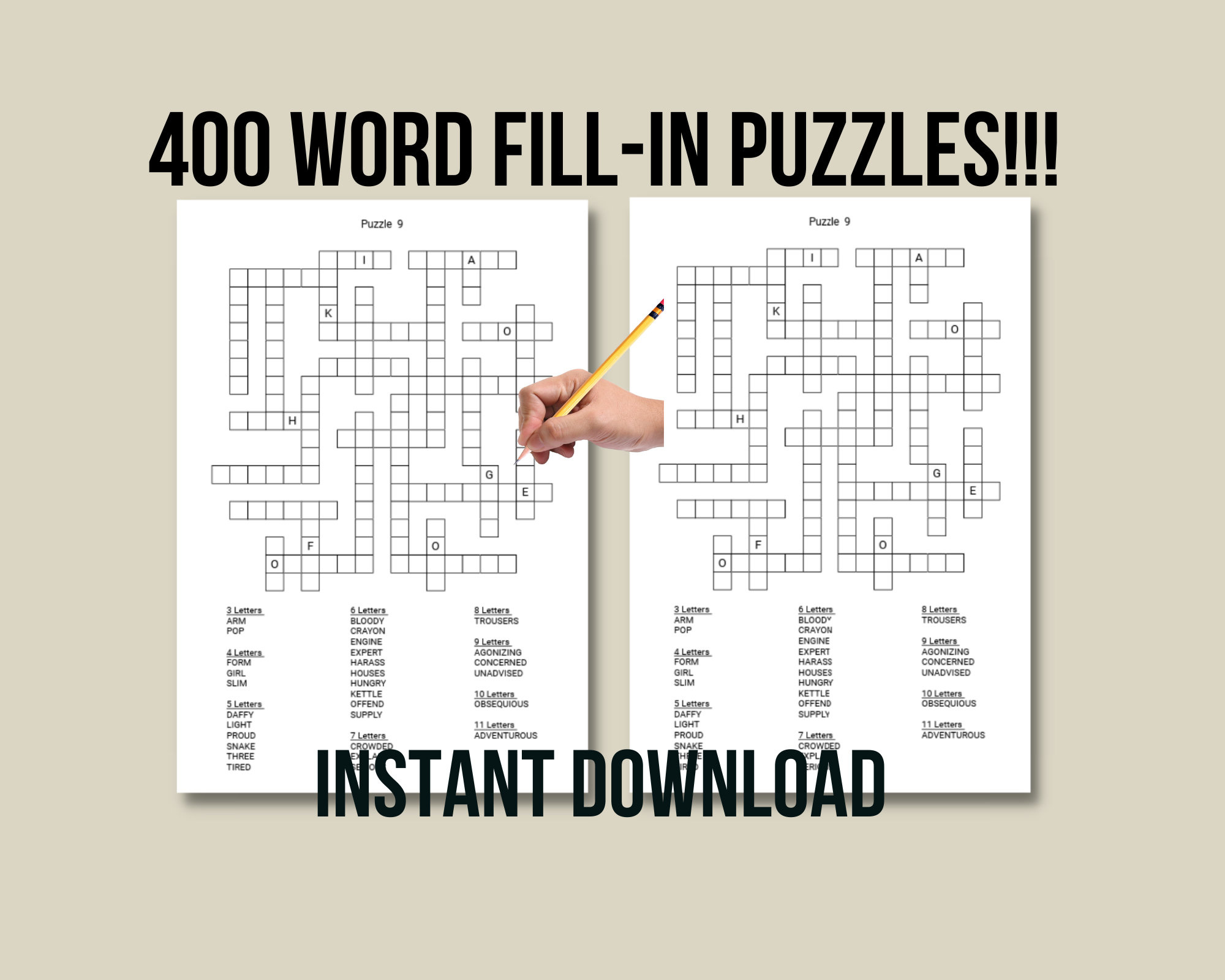 400 Printable Word Fill In Puzzle Pages For Adults, Large Print within Crossword Fill in Printable