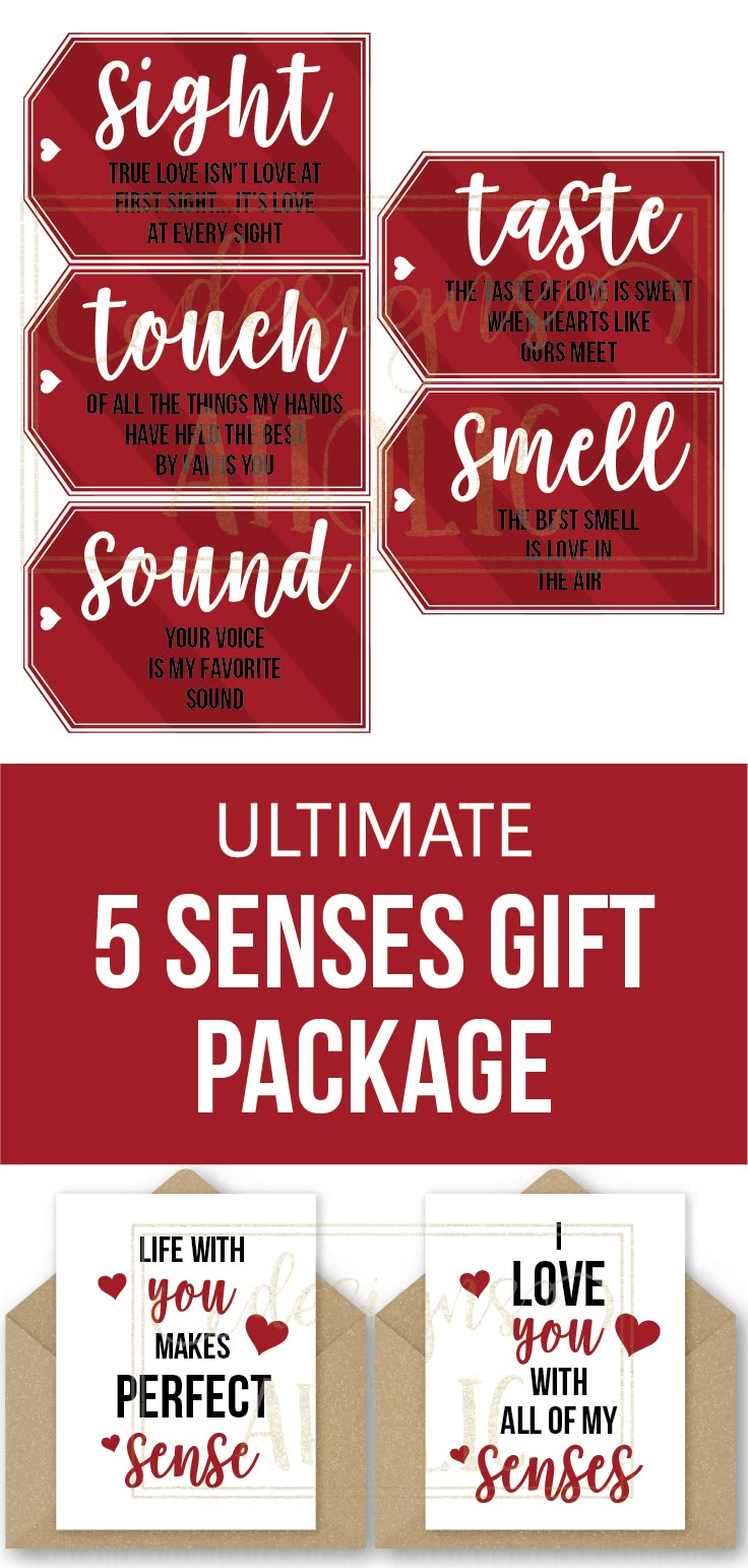 5 Senses Gift Tags &amp;amp; Cards; 5 Senses Gift Package Printables; 5 with Five Senses Gift Tags Free Printables