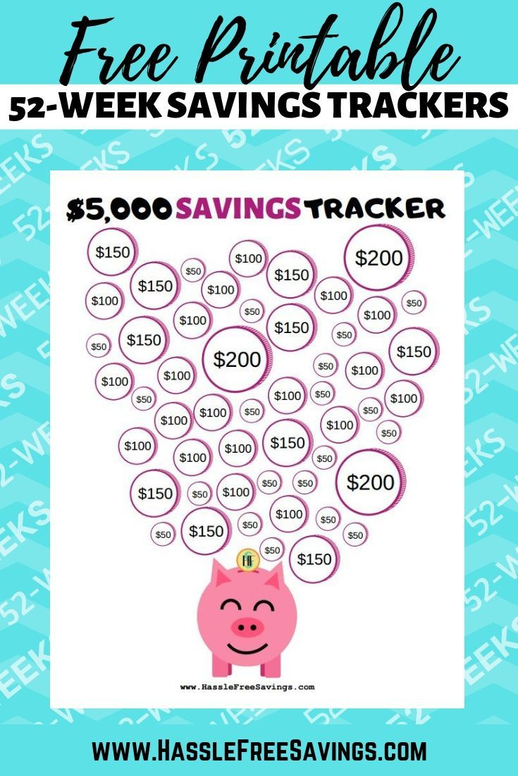 52-Week Money Challenge Chart for Savings Challenges Free Printable