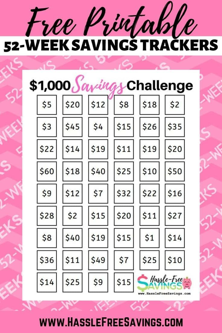 52-Week Money Challenge Chart regarding Savings Challenges Printable Free