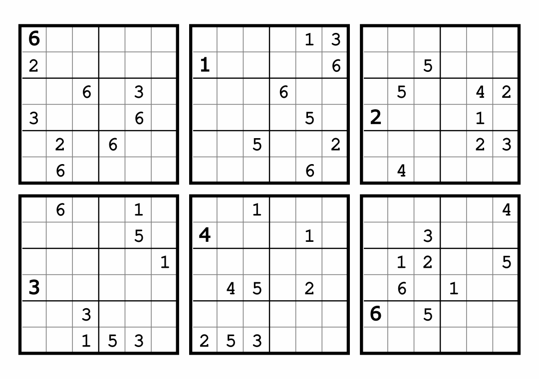 6 X 6 Sudoku - 7 Free Pdf Printables | Printablee intended for Free Printable Sudoku 6 Per Page