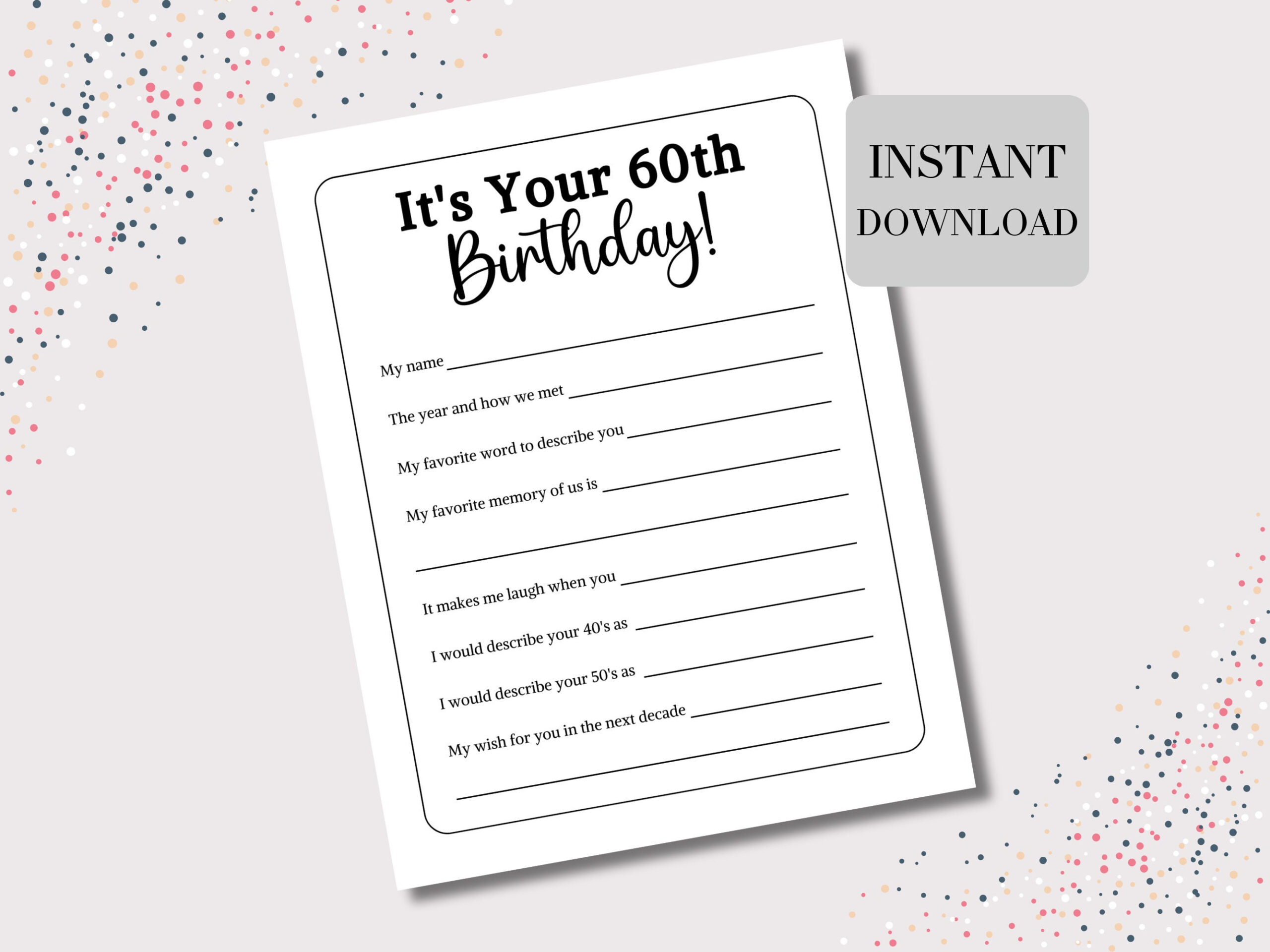 60Th Birthday Game Printable, 60 Birthday Party Games, Milestone with regard to 60Th Birthday Games Free Printable