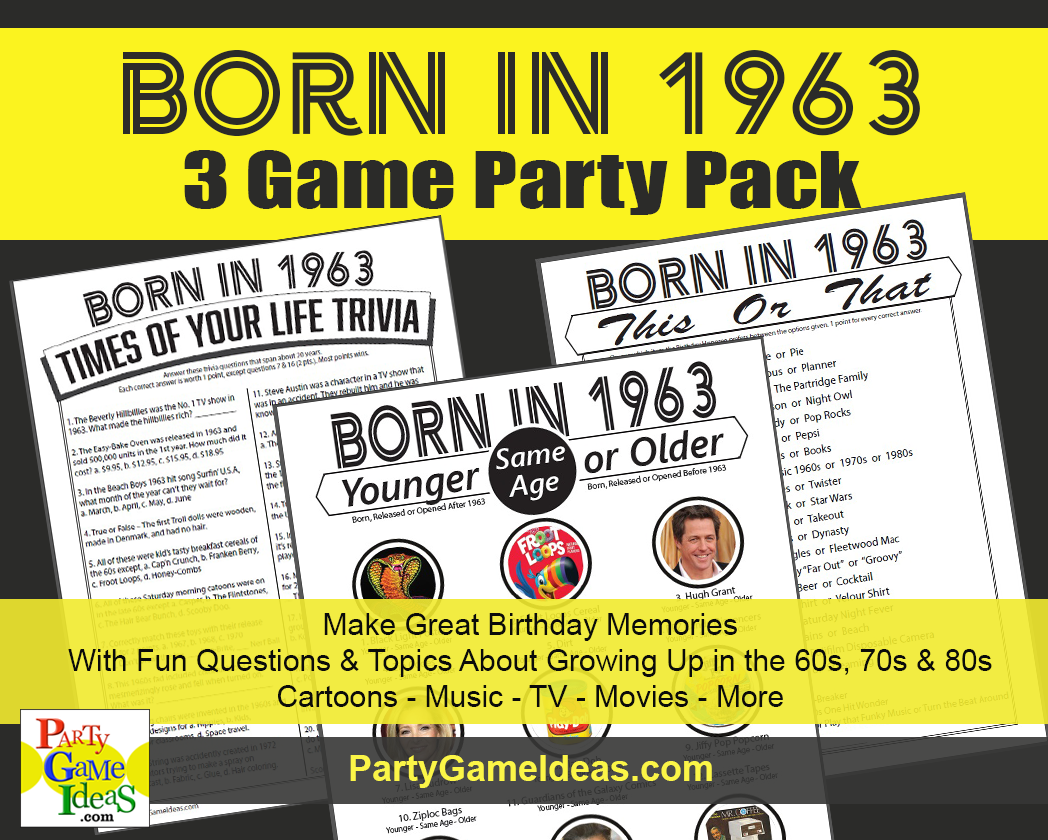 60Th Birthday Party Games Born In 1963 inside 60Th Birthday Games Free Printable