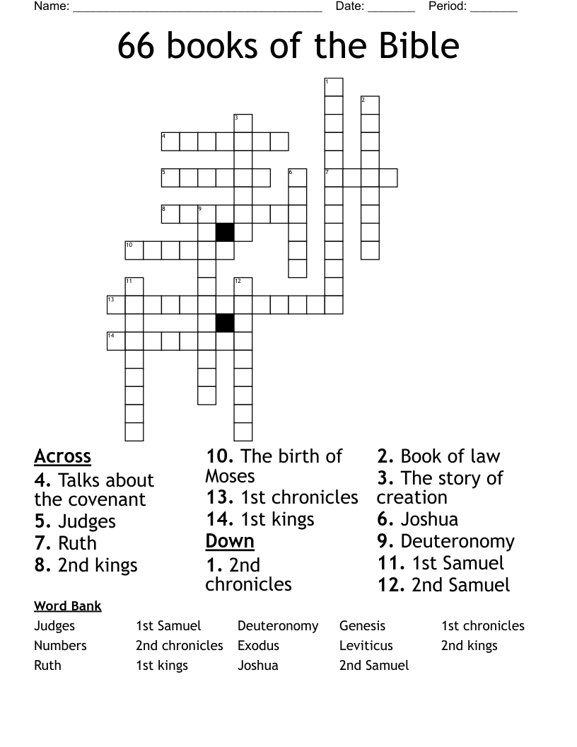 66 Books Of The Bible Crossword - Wordmint for Free Printable Bible Crossword Puzzles With Answers