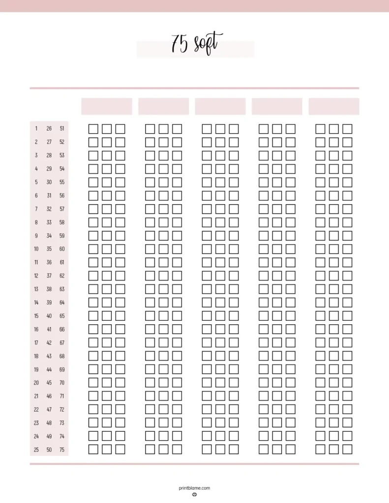 75 Soft Challenge Printable Free - 19 Downloadable 75 Day for Free Printable 75 Soft Challenge Calendar