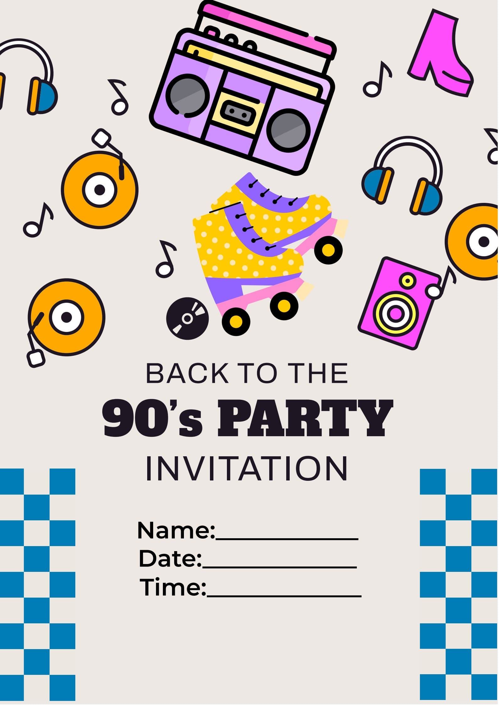 90S Party Invitation Template | Pdf Agile intended for Printable 90s Invitation Template Free