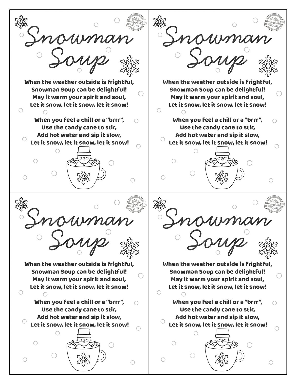 A Delightful Snowman Soup Gift With Free Printables Kids regarding Free Printable Snowman Soup Labels