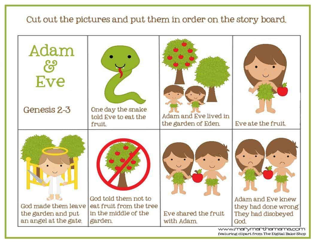 Adam And Eve Story For Kids [Free Printable Activities] – Mary regarding Adam and Eve Free Printables