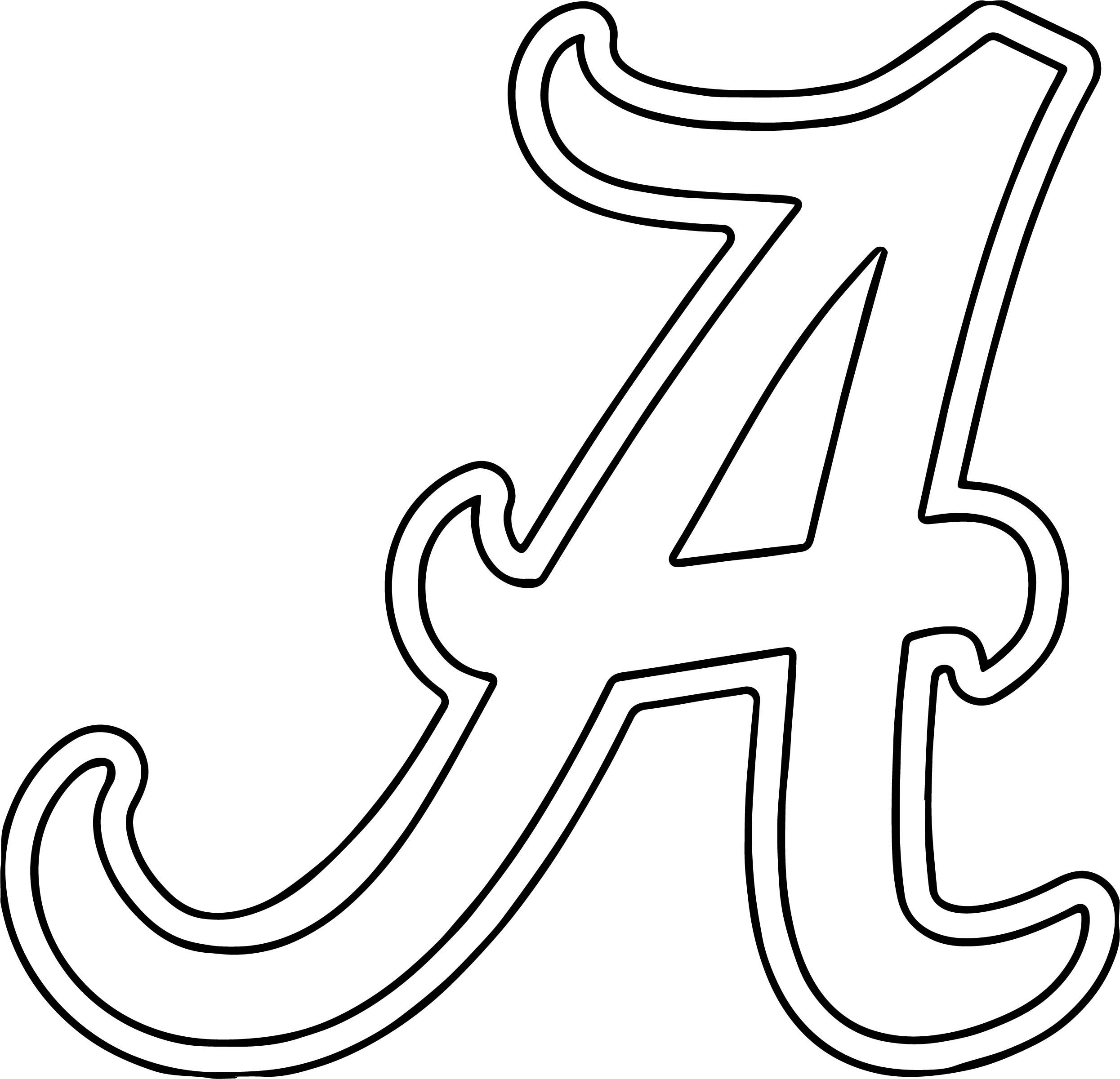 Alabama University Of Alabama A Text Coloring Page inside Free Printable Alabama Football Coloring Pages