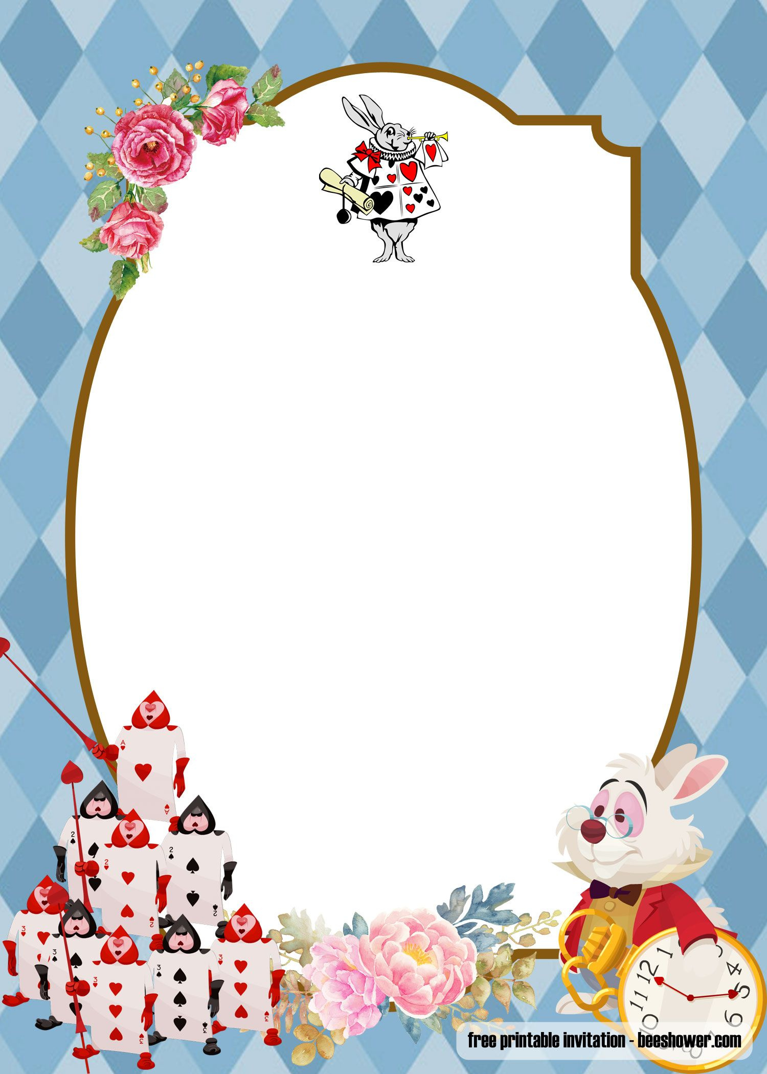 Alice In Wonderland Templates Free Printable for Templates Free Printable Free Downloadable Alice in Wonderland Invitations