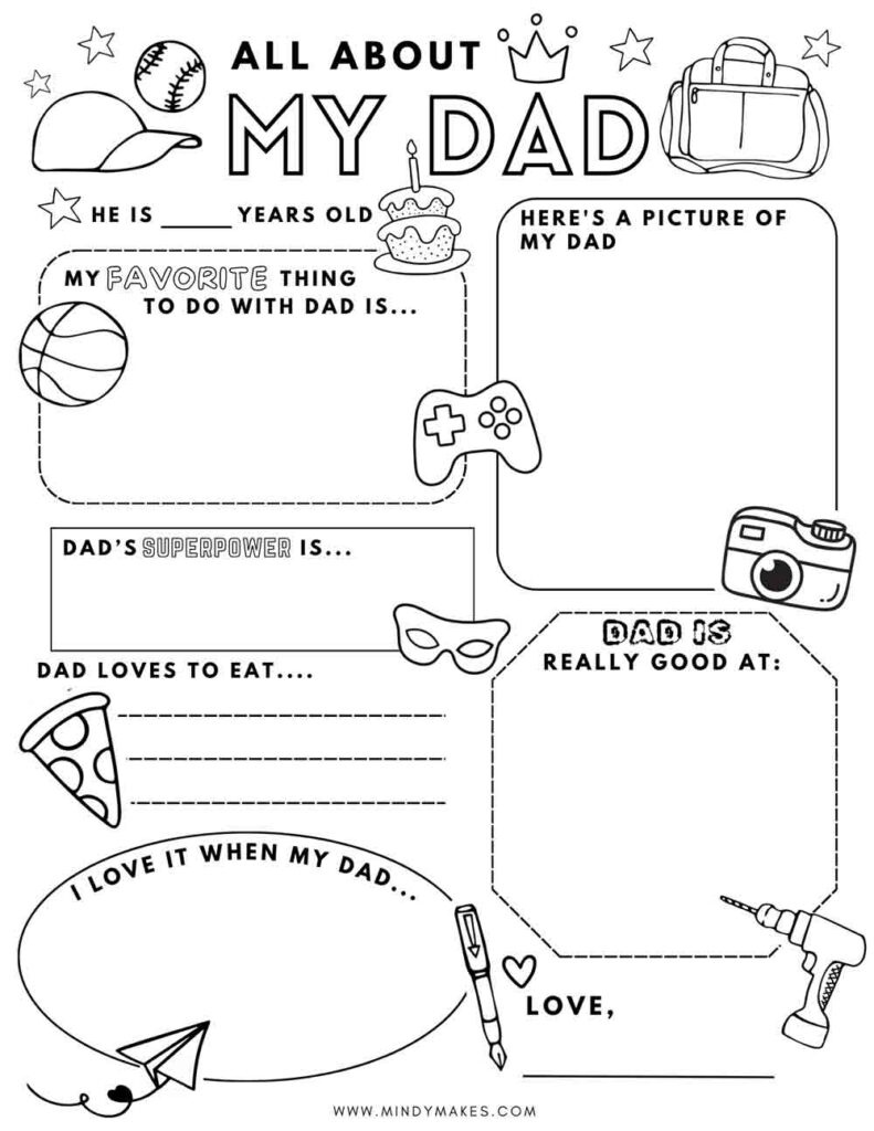 All About Dad Free Printable Pdf - Mindymakes regarding Free Printable All About My Dad Worksheet