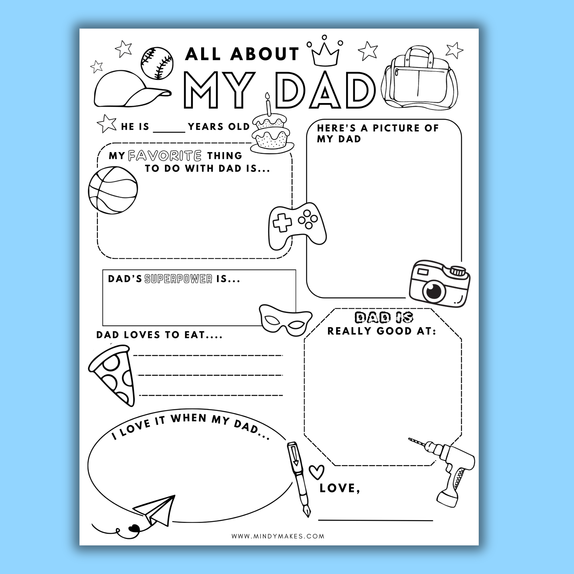 All About Dad Free Printable Pdf - Mindymakes regarding Free Printable All About My Dad Worksheet