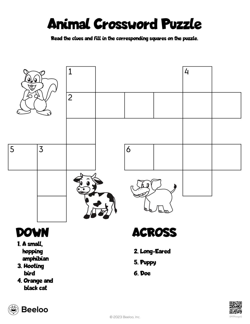 Animal-Themed Crossword Puzzles • Beeloo Printable Crafts And for Animal Crossword Puzzle Printable