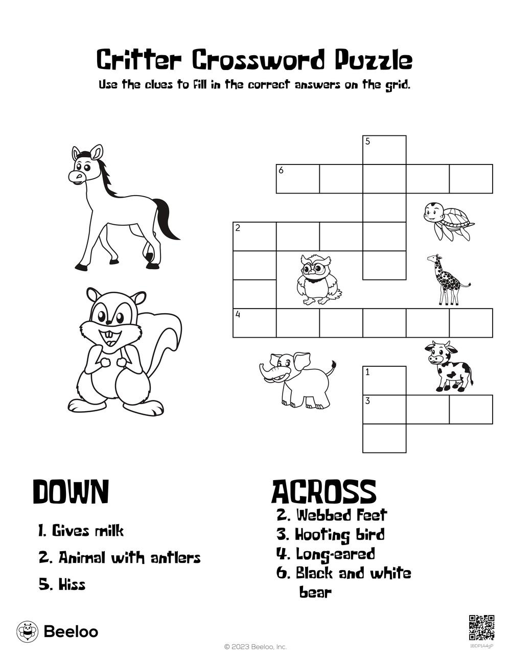 Animal-Themed Crossword Puzzles • Beeloo Printable Crafts And with Printable Animal Crosswords