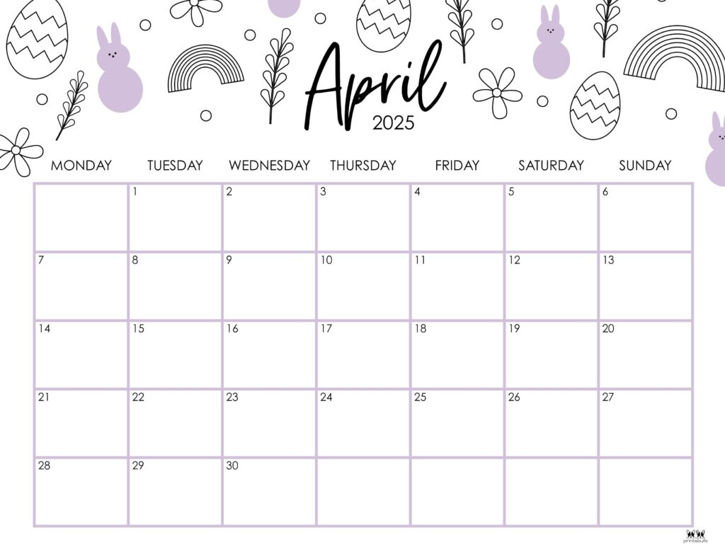 April 2025 Calendars - 107 Free Printables | Printabulls for Free Printable April 2025 Calendar