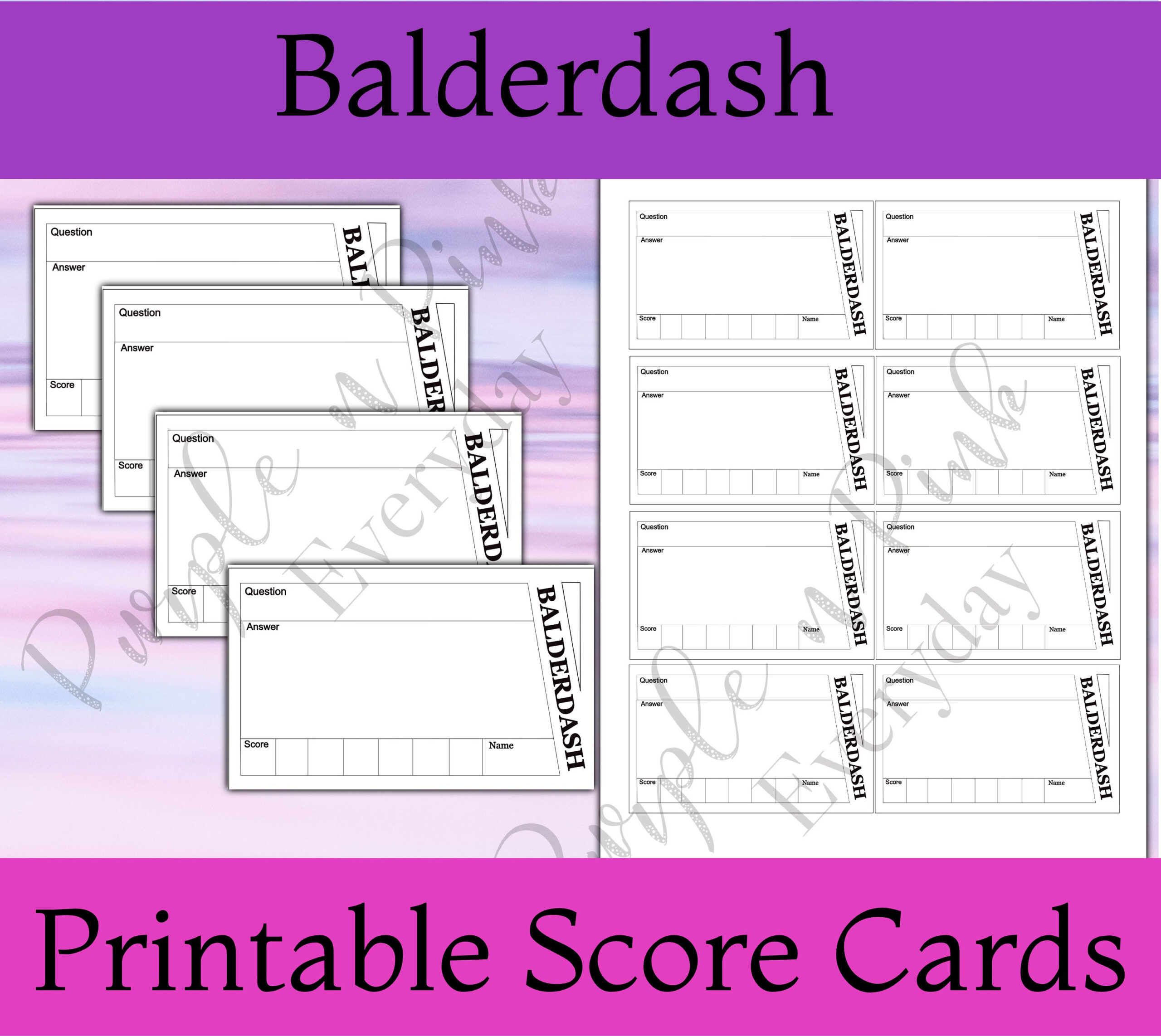 Balderdash Score Cards Printable - Etsy regarding Free Printable Balderdash Sheets