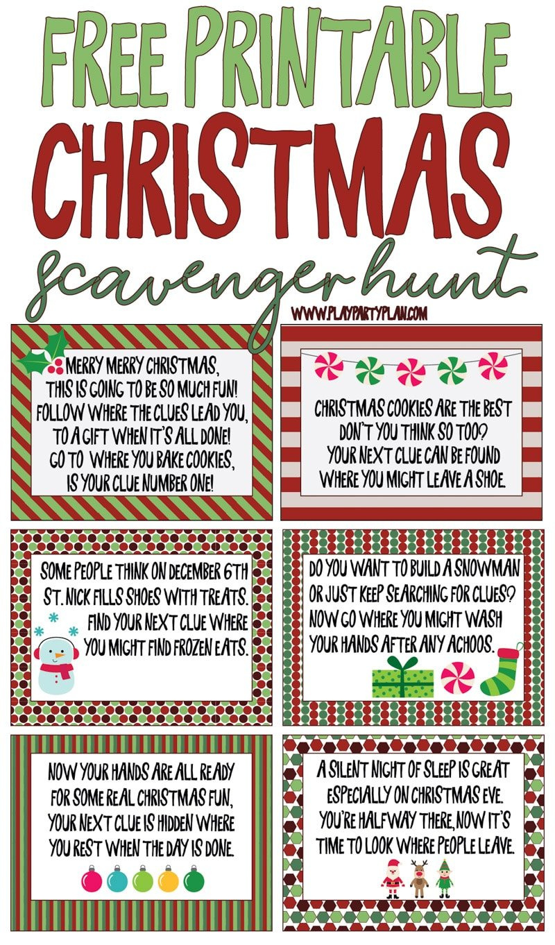 Best Ever Christmas Scavenger Hunt - Play Party Plan in Free Christmas Scavenger Hunt Printables