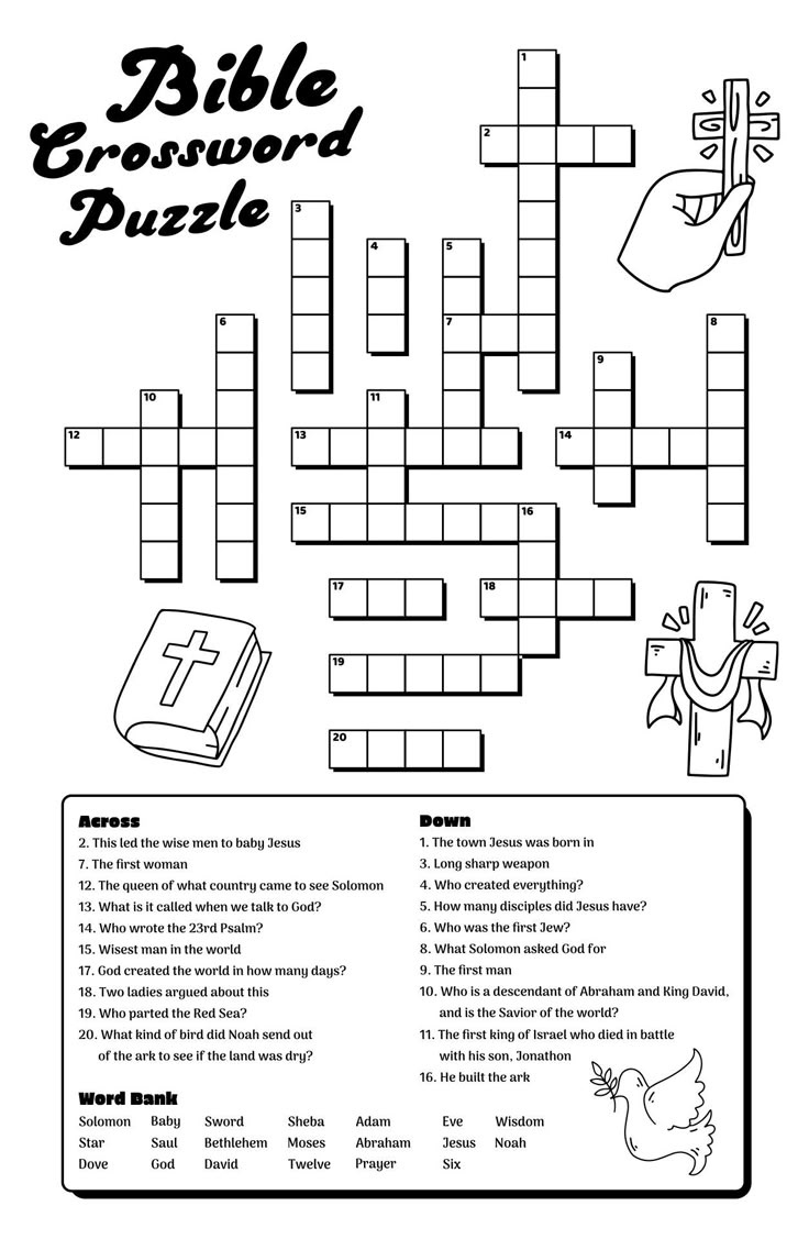 Bible Crossword Puzzle - 4 Free Pdf Printables | Printablee inside Bible Crossword Puzzle Printable