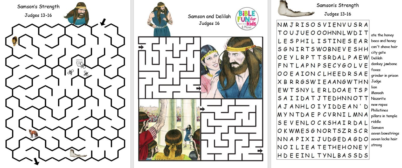 Bible Fun For Kids: Strong Samson for Free Printable Samson Craft Template