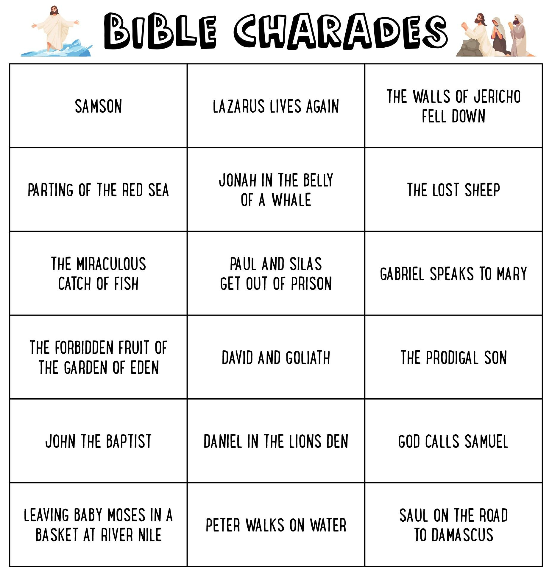 Bible Games Fun - 10 Free Pdf Printables | Printablee with regard to Bible Charades Free Printable