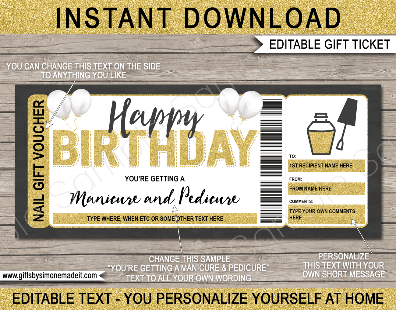 Birthday Manicure / Pedicure Gift Certificate Template for Free Printable Manicure Gift Certificate Template