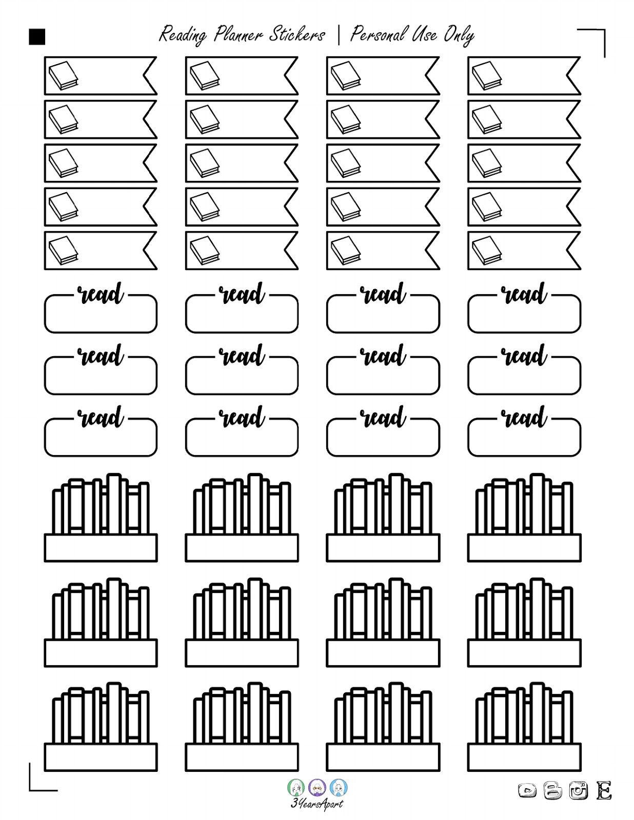 Book Reading Stickers | Free Printable Planner And Bullet Journal pertaining to Free Printable Journal Stickers