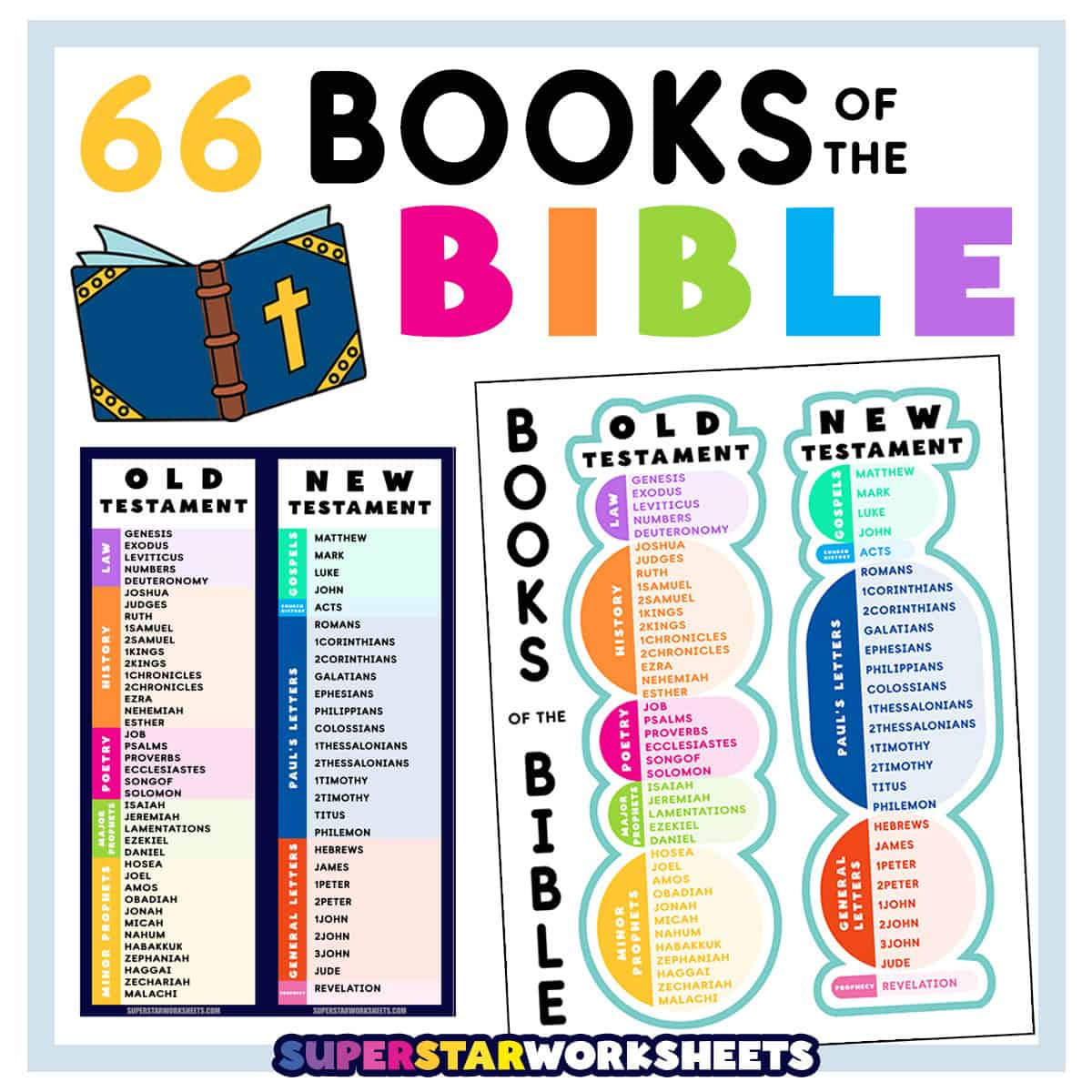 Books Of The Bible List - Superstar Worksheets in Free Books of the Bible Printable